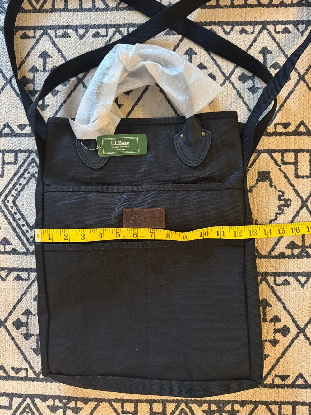 L.L. Bean Stonington Unisex Black Canvas Laptop Shoulder Bag NWT